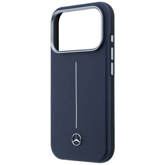 Кожен калъф Mercedes Semi Wrap Iconic Line MagSafe за iPhone 17 Pro - тъмносин
