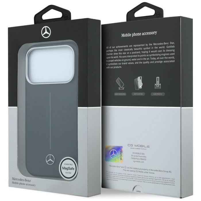 Кожен калъф Mercedes Iconic Line MagSafe за iPhone 17 Pro Max - черен