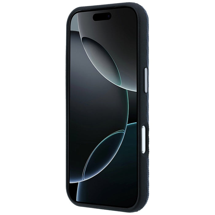 Кожен калъф Mercedes Semi Wrap с дървен ефект MagSafe за iPhone 17 Pro - тъмносин