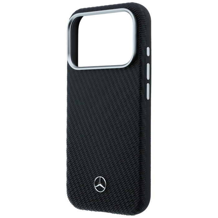 Кожен калъф Mercedes Semi Wrap с дървен ефект MagSafe за iPhone 17 Pro Max - черен