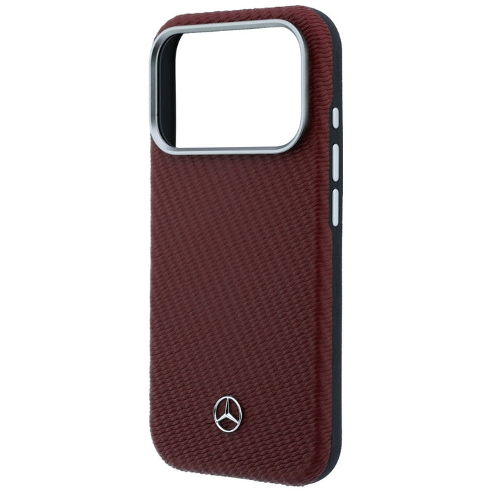 Кожен калъф Mercedes Semi Wrap с дървен ефект MagSafe за iPhone 17 Pro Max - червен