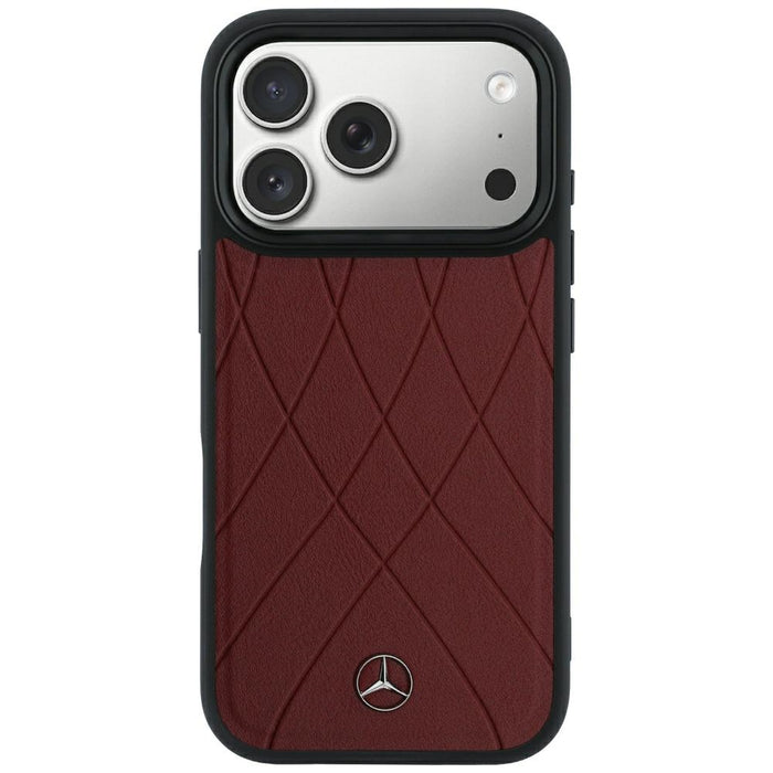 Кожен калъф Mercedes Crossed Lines MagSafe за iPhone 17 Pro / 18 Pro - бордо