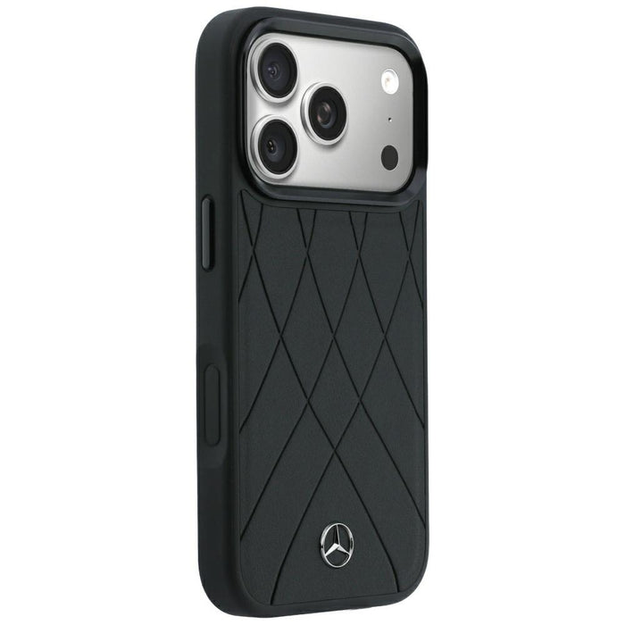 Кожен калъф Mercedes Crossed Lines MagSafe за iPhone 17 Pro / 18 Pro - черен