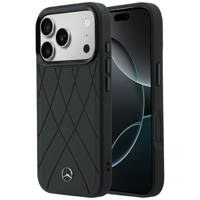Кожен калъф Mercedes Crossed Lines MagSafe за iPhone 17 Pro / 18 Pro - черен