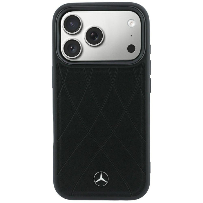 Кожен калъф Mercedes Crossed Lines MagSafe за iPhone 17 Pro / 18 Pro - черен