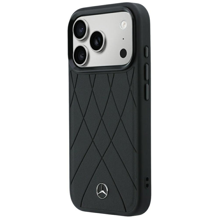 Кожен калъф Mercedes Crossed Lines MagSafe за iPhone 17 Pro / 18 Pro - черен