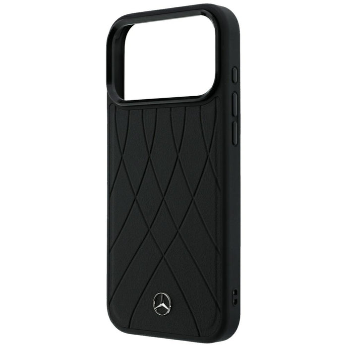 Кожен калъф Mercedes Crossed Lines MagSafe за iPhone 17 Pro Max / 18 Pro Max - черен