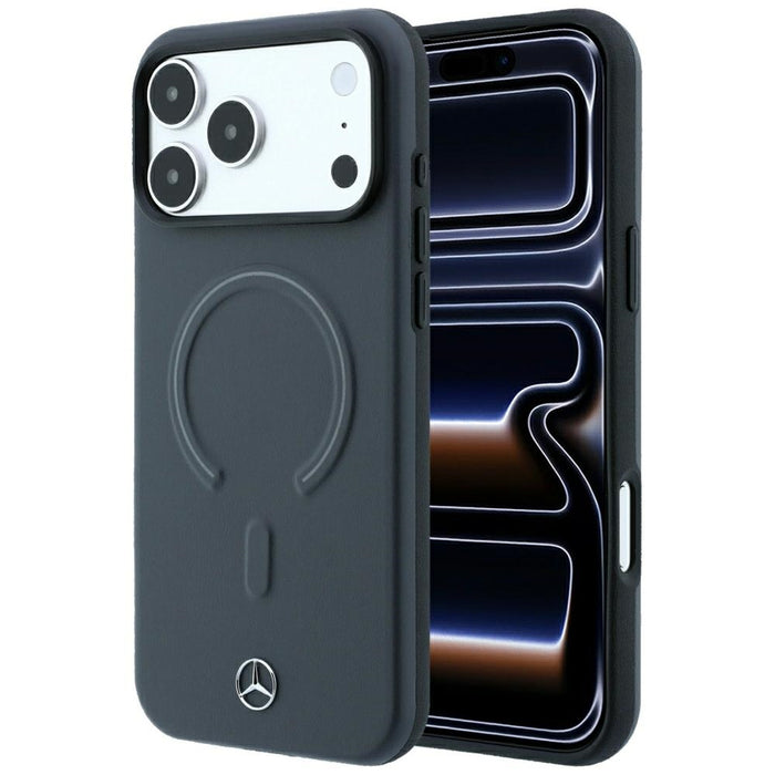 Кожен 3D MagSafe калъф Mercedes за iPhone 18 Pro / 17 Pro - антрацит