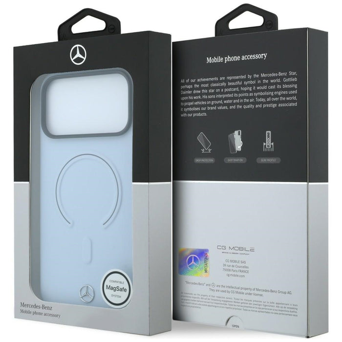 Кожен 3D MagSafe калъф Mercedes за iPhone 18 Pro Max / 17 Pro Max - син