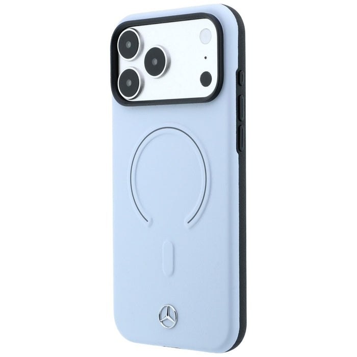 Кожен 3D MagSafe калъф Mercedes за iPhone 18 Pro Max / 17 Pro Max - син