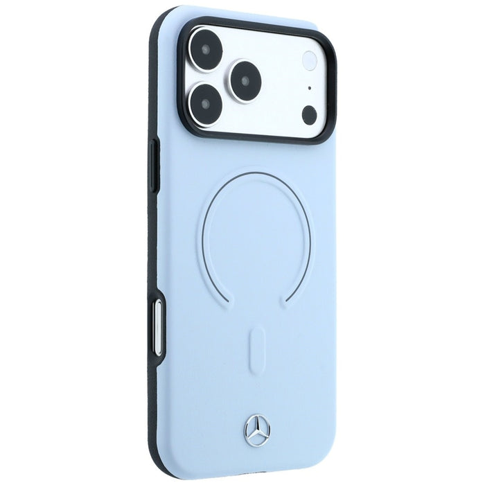 Кожен 3D MagSafe калъф Mercedes за iPhone 18 Pro Max / 17 Pro Max - син