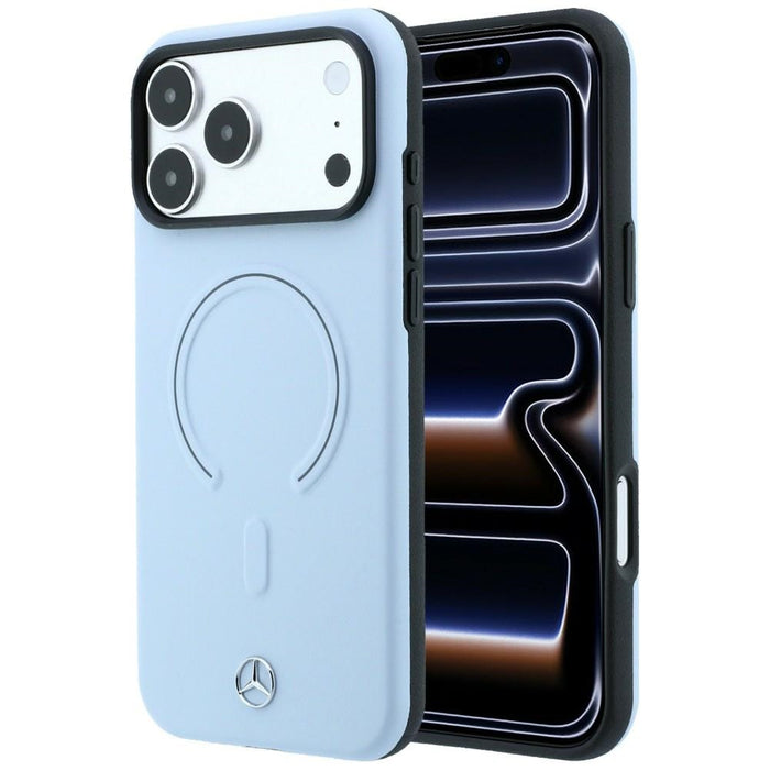 Кожен 3D MagSafe калъф Mercedes за iPhone 18 Pro Max / 17 Pro Max - син