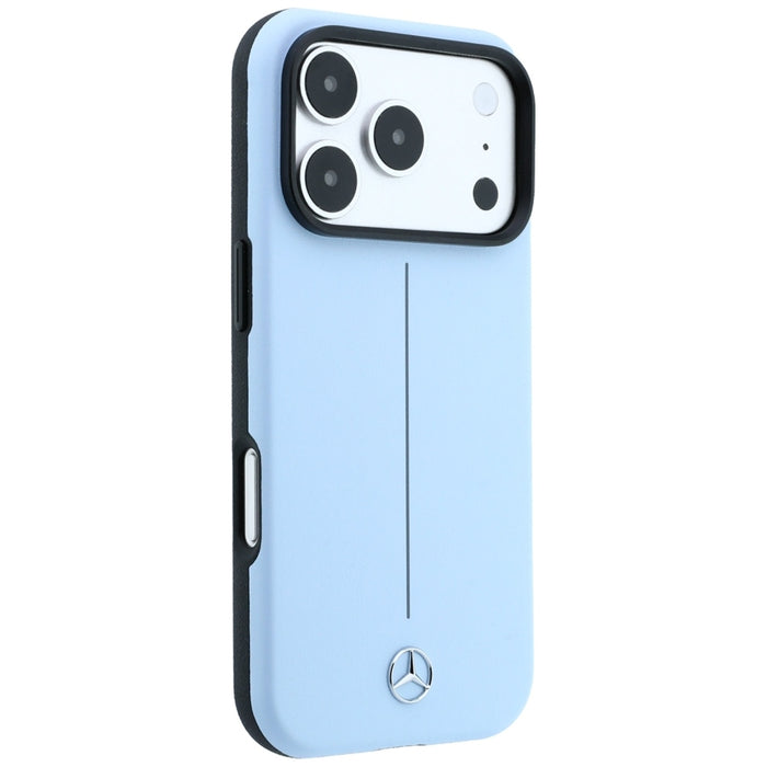 Кожен калъф Mercedes Iconic Line MagSafe за iPhone 18 Pro / 17 Pro - син