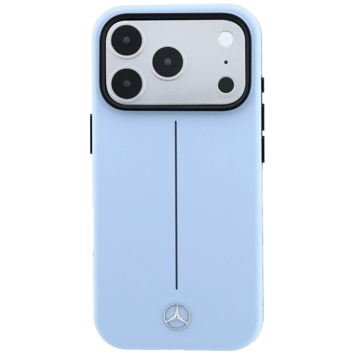Кожен калъф Mercedes Iconic Line MagSafe за iPhone 18 Pro / 17 Pro - син