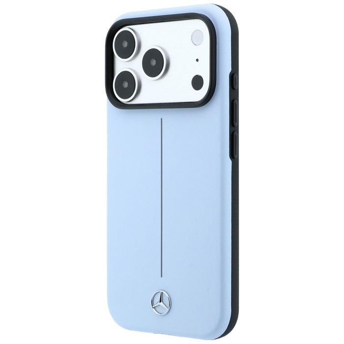 Кожен калъф Mercedes Iconic Line MagSafe за iPhone 18 Pro / 17 Pro - син