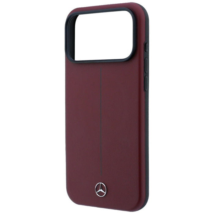 Кожен калъф Mercedes Semi Wrap Iconic Line MagSafe за iPhone 18 Pro Max / 17 Pro Max - бордо