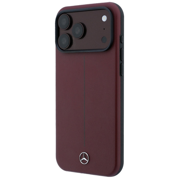 Кожен калъф Mercedes Semi Wrap Iconic Line MagSafe за iPhone 18 Pro Max / 17 Pro Max - бордо