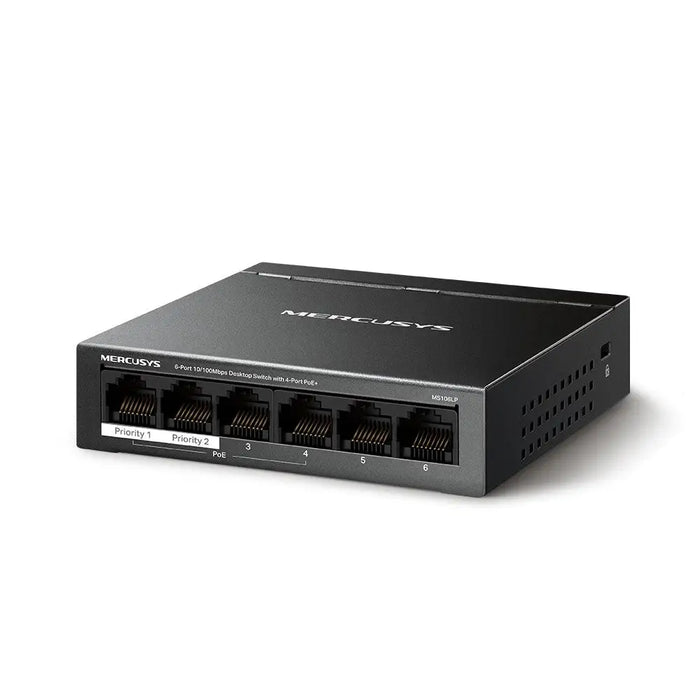 Mercusys 6-портов 10/100Mbps настолен комутатор с 4-портов
