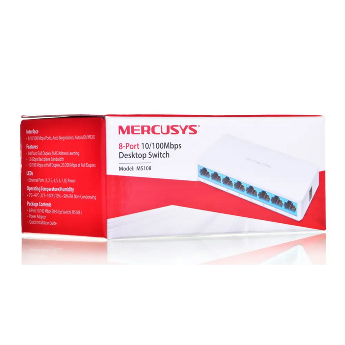 Mercusys 8-портов 10/100Mbps настолен комутатор