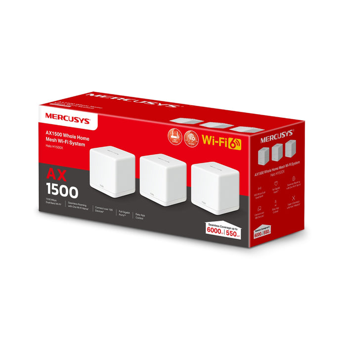 MESH СИСТЕМА MERCUSYS Halo H1500X 3-pack Dual-band, WI-FI 6, Gigabit