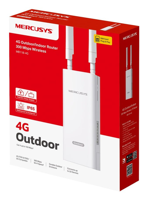 Mercusys MB118-4G безжичен рутер Fast Ethernet Еднобандов (2.4 GHz) Бял