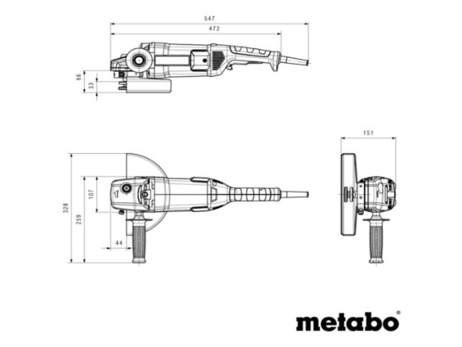 ЪГЛОШЛАЙФ 230ММ 2200W METABO WP2200-230