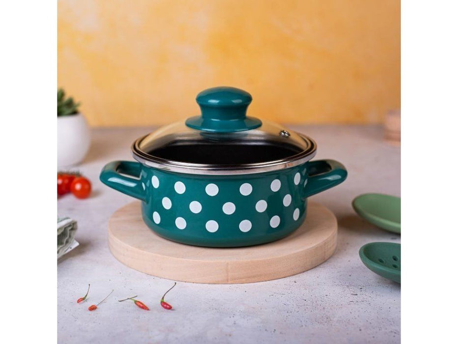 Тенджера Metalac - Green Dots, с капак, 14 cm, 1 l