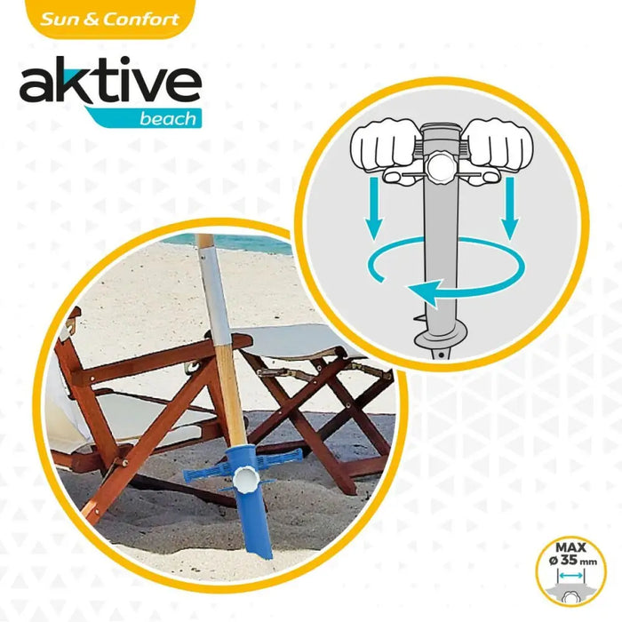 Метален прът за Чадър Aktive Плаж 16 x 32 x 9,5 cm (20 броя)