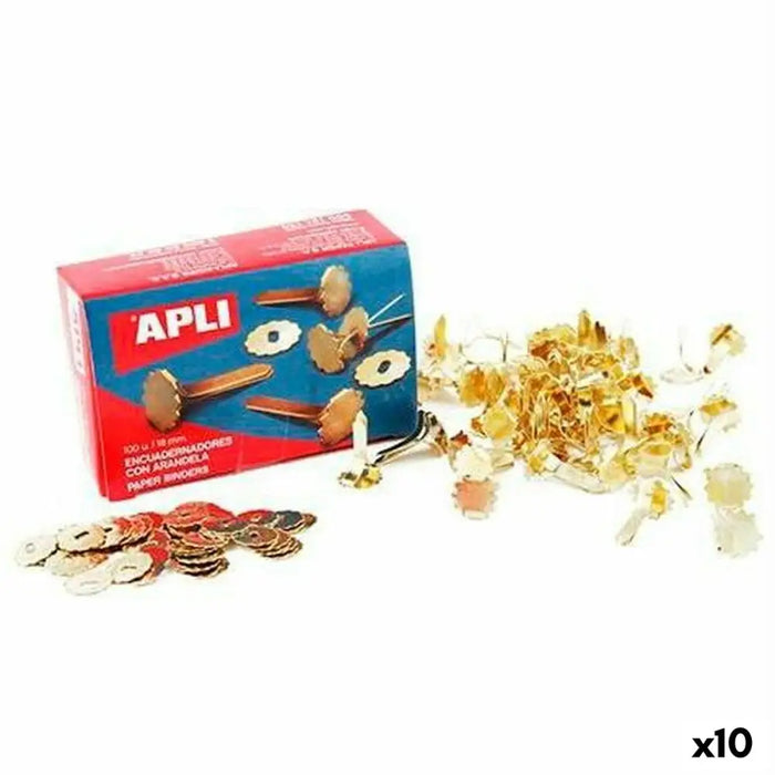 Метални подвързвачи Apli Златен 25 mm 100 Части (10 броя)
