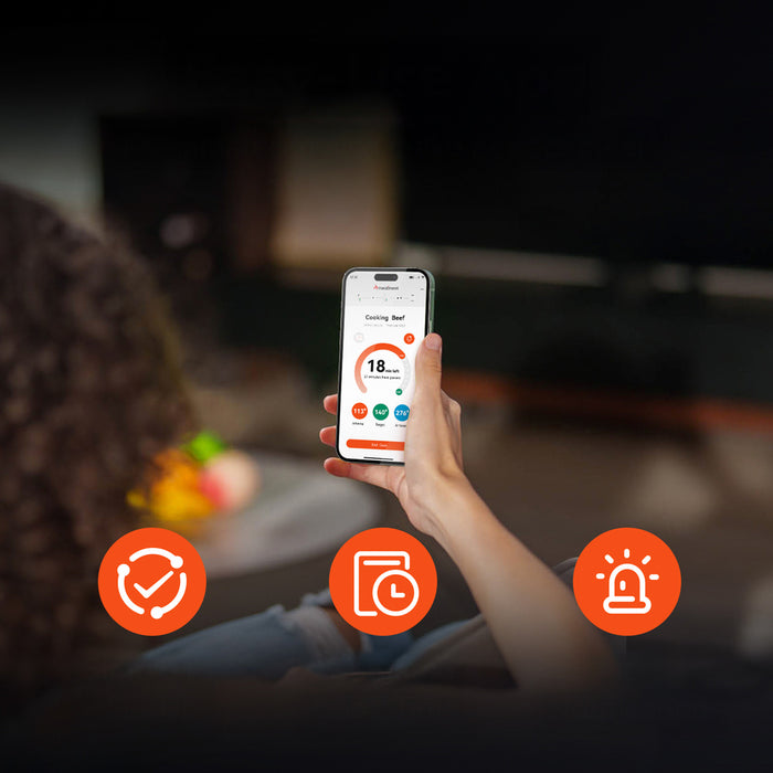 Meatmeet Pro Smart кухненски термометър с Bluetooth приложение, грил, фурна, пушилня - черен