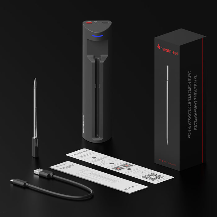 Meatmeet Pro Smart кухненски термометър с Bluetooth приложение, грил, фурна, пушилня - черен