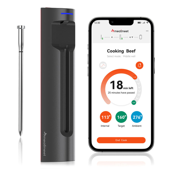 Meatmeet S Pro кухненски термометър с Bluetooth/WiFi приложение за грил, фурна, пушилня - сив