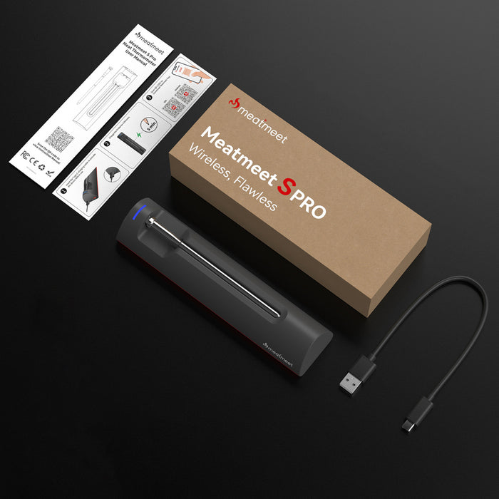 Meatmeet S Pro кухненски термометър с Bluetooth/WiFi приложение за грил, фурна, пушилня - сив