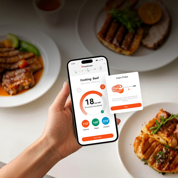Meatmeet S Pro кухненски термометър с Bluetooth/WiFi приложение за грил, фурна, пушилня - сив