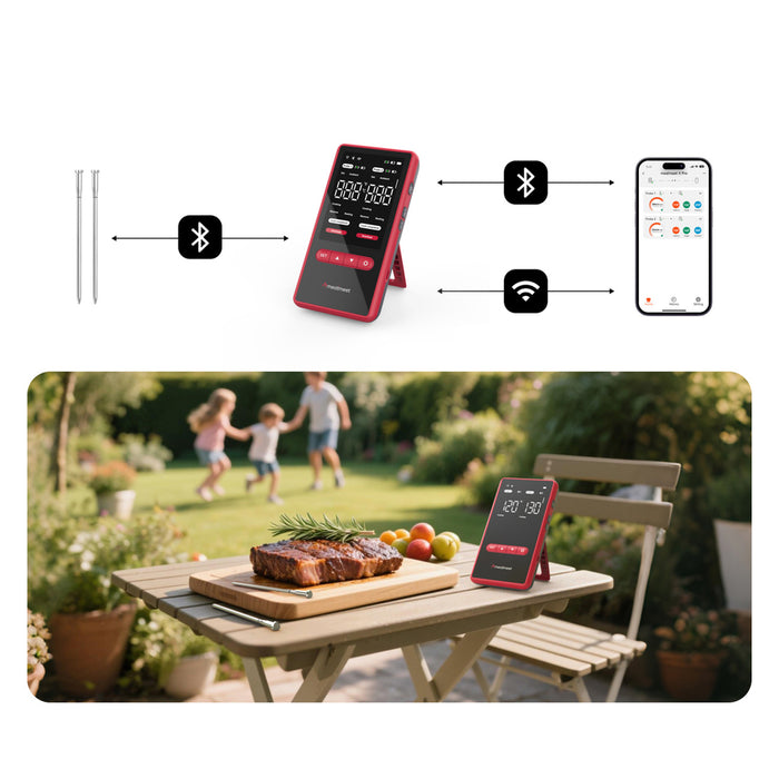 Meatmeet X Pro кухненски термометър с Bluetooth/WiFi приложение за грил, фурна, пушилня - черен