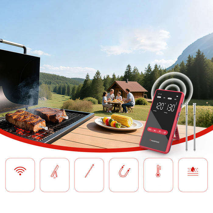 Meatmeet X Pro кухненски термометър с Bluetooth/WiFi приложение за грил, фурна, пушилня - черен