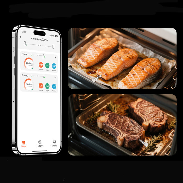 Meatmeet X Pro кухненски термометър с Bluetooth/WiFi приложение за грил, фурна, пушилня - черен