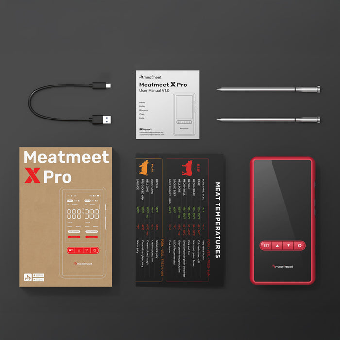 Meatmeet X Pro кухненски термометър с Bluetooth/WiFi приложение за грил, фурна, пушилня - черен
