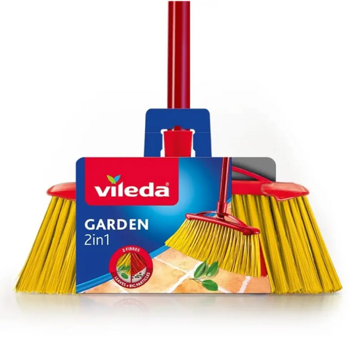 Метла VILEDA 2в1 Garden Outdoor (червена/жълта)