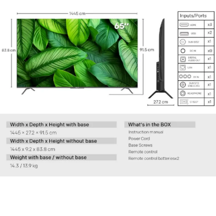 METZ Телевизор 65’’ UHD LED SMART TV 4K Google TV Frameless