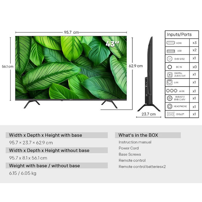 METZ Телевизор 43" 43MUF7000Z UHD LED SMART TV, 4K, Google TV, Клас F