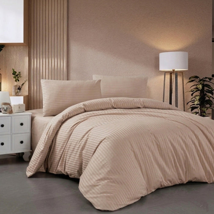 ДВОЕН СПАЛЕН КОМПЛЕКТ 4 ЧАСТИ MIABELLA HOME САТЕНИРАН ПОЛИКОТЪН БЕЖ