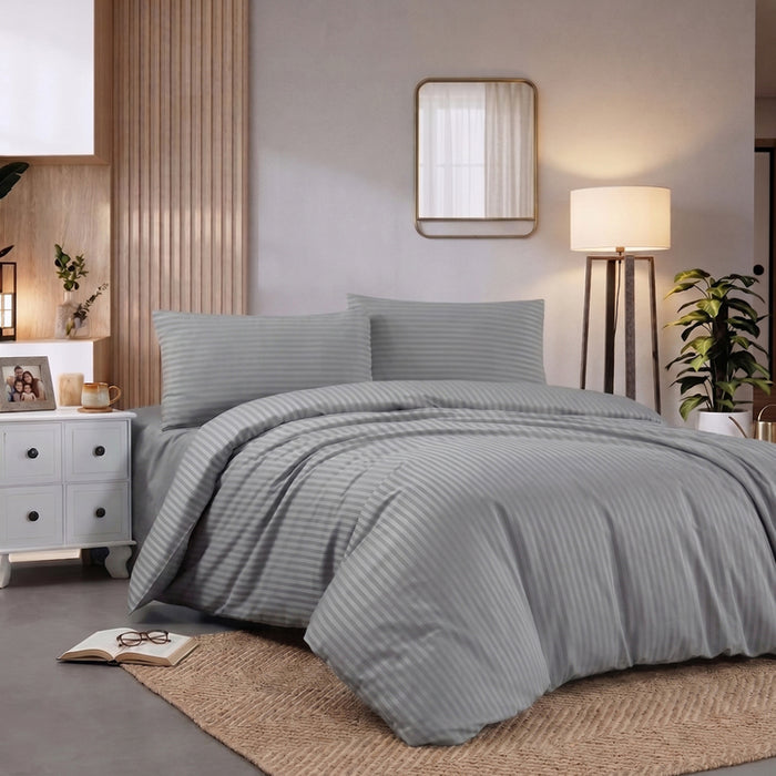 ДВОЕН СПАЛЕН КОМПЛЕКТ 4 ЧАСТИ MIABELLA HOME САТЕНИРАН ПОЛИКОТЪН СИВ