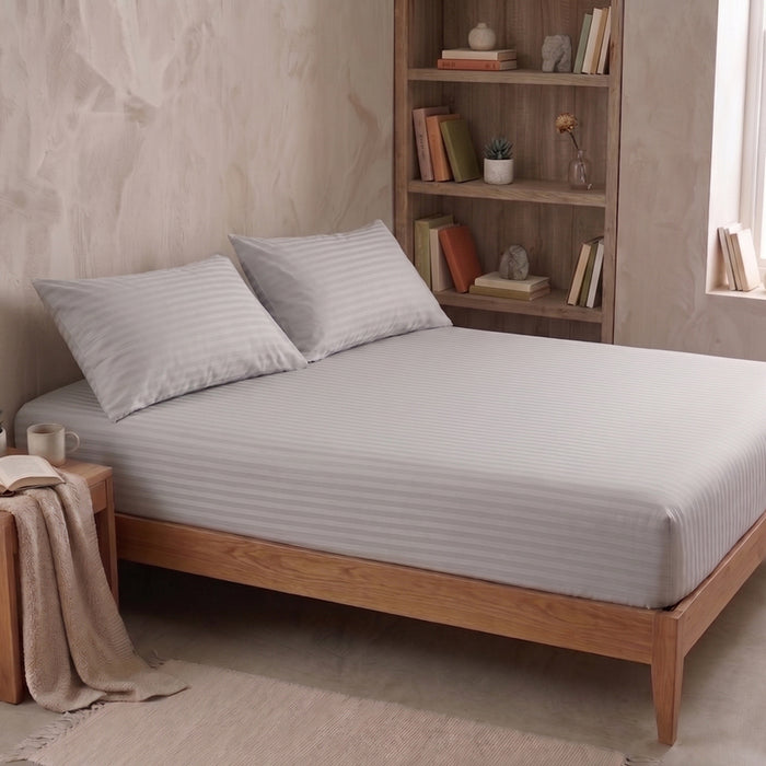 ЧАРШАФ С ЛАСТИК 160X200 CM И 2 КАЛЪФКИ 50X70 CM MIABELLA HOME САТЕНИРАН ПОЛИКОТЪН СИВ