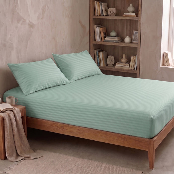 ЧАРШАФ С ЛАСТИК 160X200 CM И 2 КАЛЪФКИ 50X70 CM MIABELLA HOME САТЕНИРАН ПОЛИКОТЪН МЕНТА