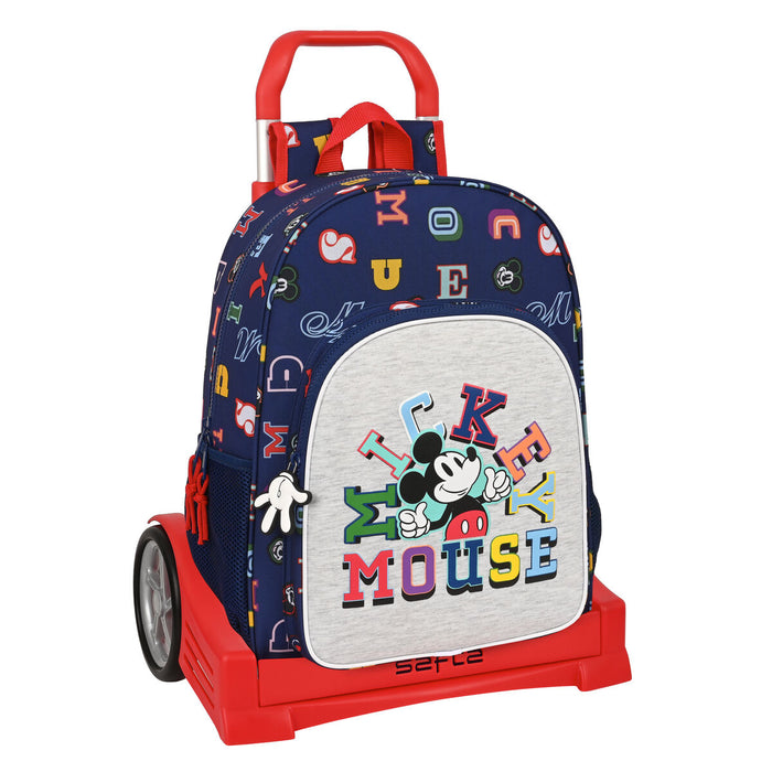 Училищна чанта с колелца Mickey Mouse Clubhouse Only one Морско син 33 x 42 x 14 cm