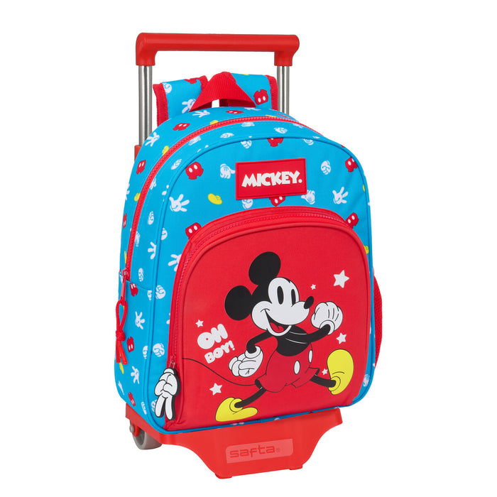 Училищна чанта с колелца Mickey Mouse Clubhouse Fantastic Син Червен 28 x 34 x 10 cm