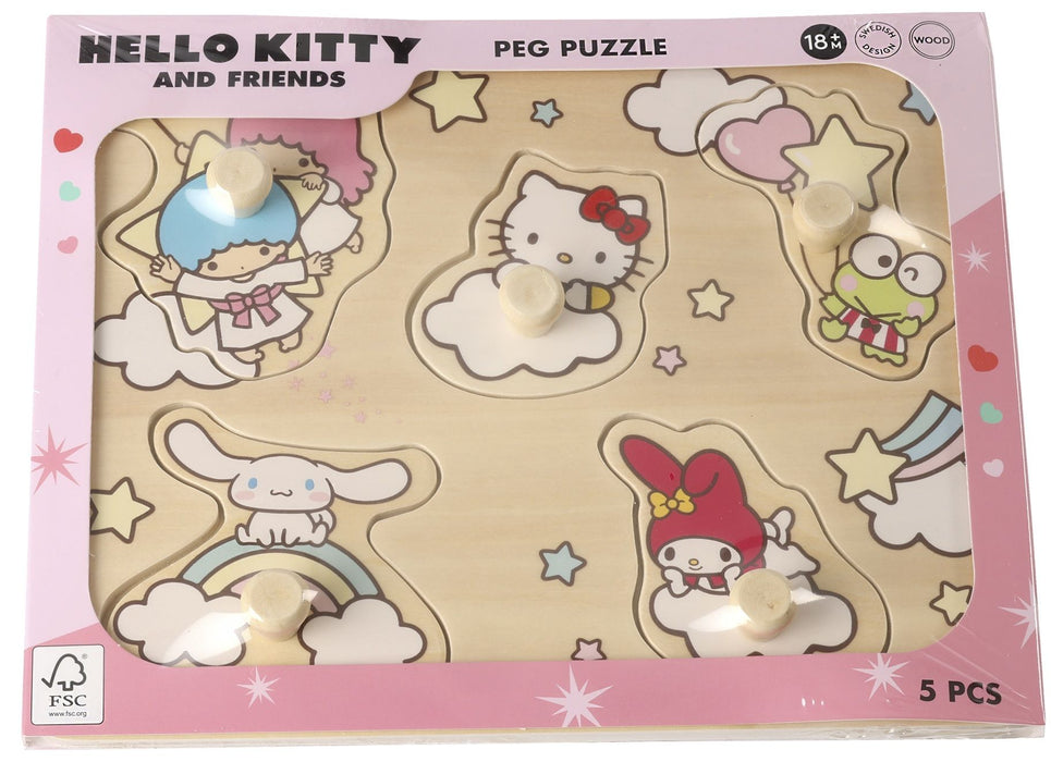 Дървен пъзел с дръжки Micki - Hello Kitty, 5 части