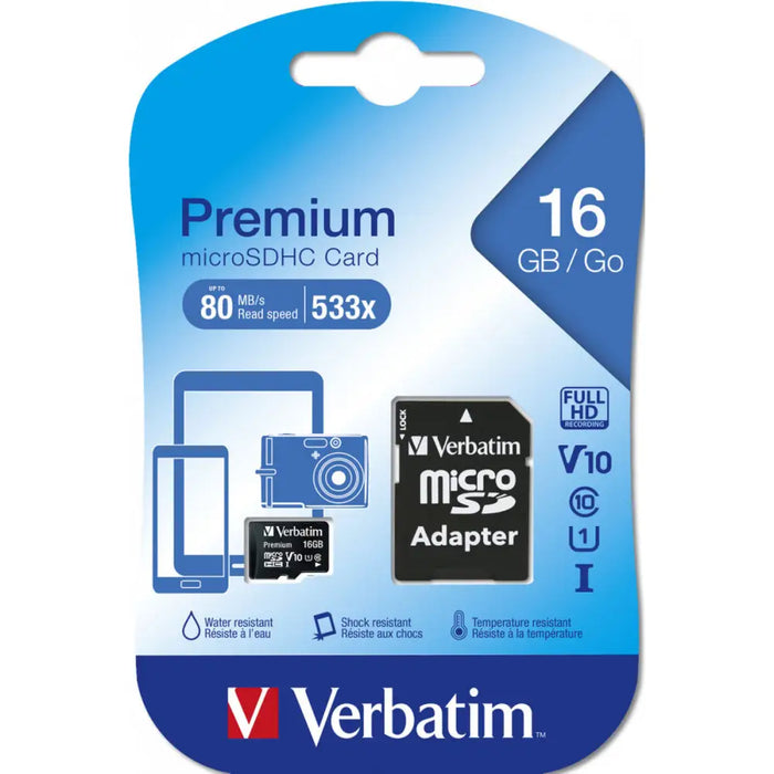 Micro SD карта Verbatim Premium 16 GB
