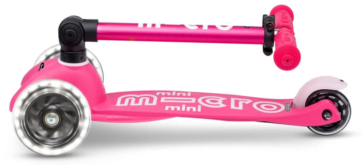 Детска тротинетка Micro - Mini Micro Deluxe Foldable LED, Pink